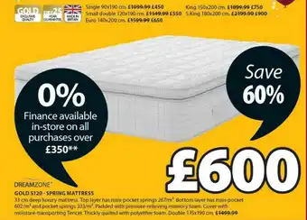 JYSK Gold A120-spring Mattress offer