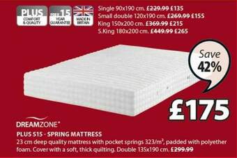 JYSK Plus S15-spring Mattress offer