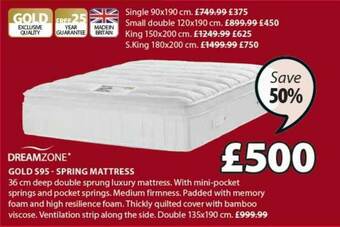 JYSK Gold S95-spring Mattress offer