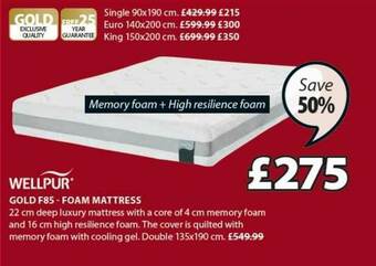 JYSK Gold F85-foam Mattress offer
