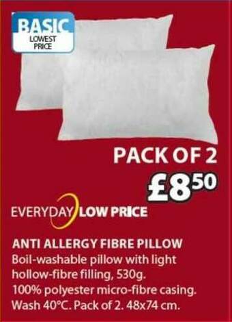 JYSK Anti Allergy Fibre Pillow offer