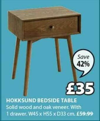 JYSK Hokksund Bedside Table offer