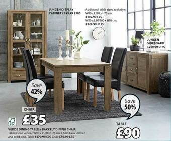 JYSK Vedde Dining Table + Bakkely Dining Chair offer
