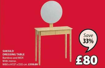JYSK Saksild Dressing Table offer