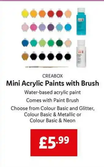 Lidl Mini Acrylic Paints With Brush offer