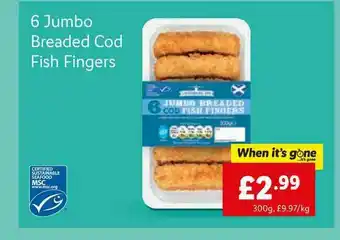 Lidl 6 Jumbo Breaded Cod Fish Fingers offer