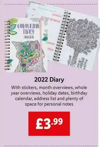 Lidl 2022 Diary offer
