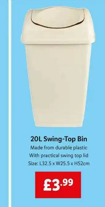 Lidl 20l Swing-top Bin offer