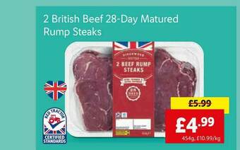 Lidl 2 British Beef 28-day Matured Rump Steaks offer