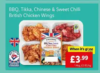 Lidl Bbq, Tikka, Chinese & Sweet Chilli British Chicken Wings offer