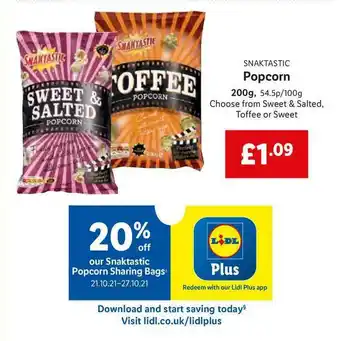 Lidl Snaktastic Popcorn offer