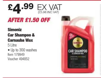 Costco Simoniz Car Shampoo & Carnauba Wax offer