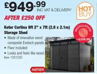 Costco Keter Cortina 9ft 2” x 7ft (2.8 x 2.1m) Storage Shed offer