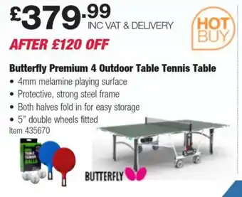 Costco Butterfly Premium 4 Outdoor Table Tennis Table offer