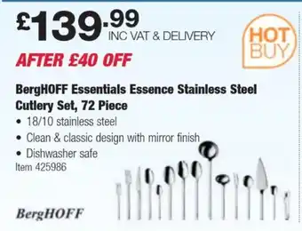 Costco BergHOFF Essentials Essence Stainless Steel Cutlery Set, 72 Piece offer