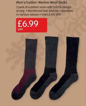 Aldi Men's-ladies' Merino Wool Socks offer