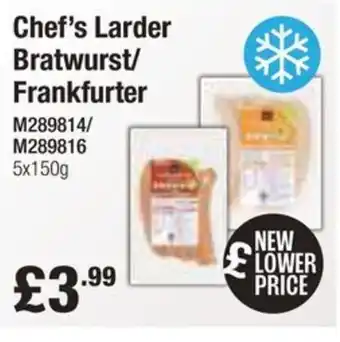 Booker Wholesale Chef's Larder Bratwurst/ Frankfurter offer