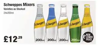 Booker Wholesale Schweppes Mixers offer