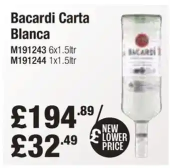 Booker Wholesale Bacardi Carta Blanca offer
