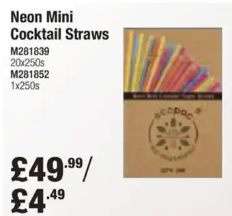 Booker Wholesale Neon Mini Cocktail Straws offer