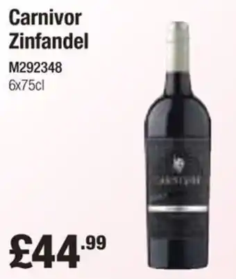 Booker Wholesale Carnivor Zinfandel offer