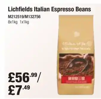 Booker Wholesale Lichfields Italian Espresso Beans offer