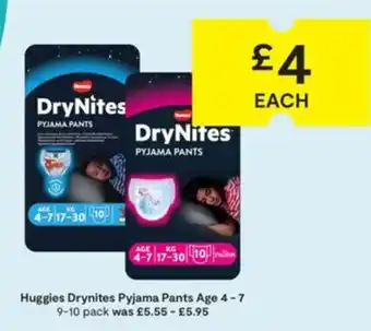 SuperValu Huggies Drynites Pyjama Pants Age 4-7 9-10 pack offer