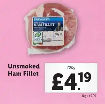 Lidl Unsmoked Ham Fillet offer