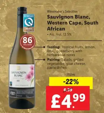 Lidl Winemaker's Selection Sauvignon Blanc, Western Cape, South African offer