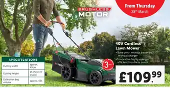 Lidl 40V Cordless Lawn Mower offer