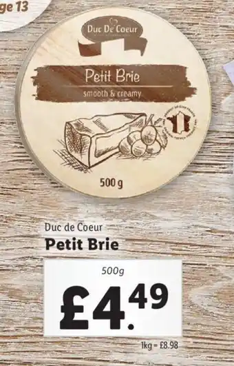 Lidl Duc De Coeur Petit Brie offer