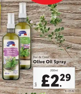 Lidl Duc de Coeur Olive Oil Spray offer