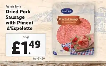 Lidl French Style Dried pork sausage With Piment d'Espelette offer