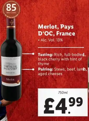 Lidl Merlot, Pays D'OC, France offer