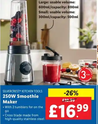 Lidl SILVERCREST KITCHEN TOOLS 250W Smoothie Maker offer