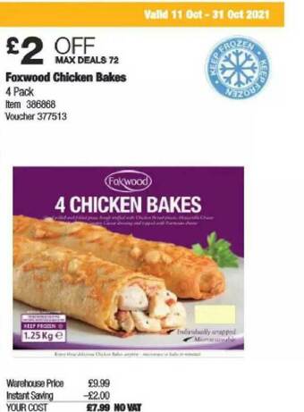 Costco Foxwood Chicken Bakes offer