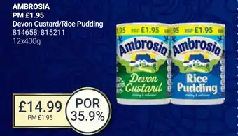 Bestway AMBROSIA Devon Custard/Rice Pudding offer