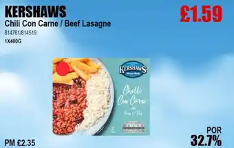 Bestway KERSHAWS Chili Con Carne / Beef Lasagne offer