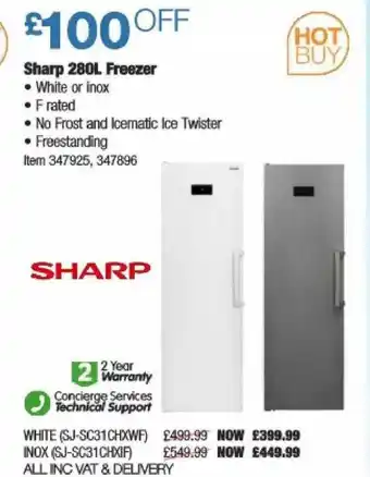 Costco Sharp 280l Freezer offer