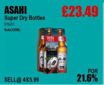Bestway ASAHI Super Dry Bottles offer