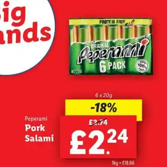 Lidl Peperami Pork Salami offer