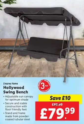 Lidl Livarno Home Hollywood Swing Bench offer