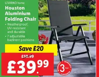 Lidl LIVARNO home Houston Aluminium Folding Chair offer