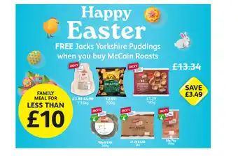 Londis View Jack's British Medium Whole Chicken, McCain Roasts, Jack's Yorkshire Puddings, Broccoli, White Potatoes, Carrots offer