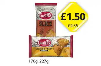 Londis View Ginsters Peppered Steak Slice, Cornish Pasty offer