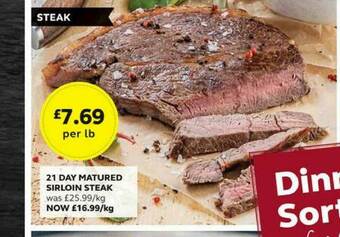 SuperValu 21 Day Matured Sirloin Steak offer