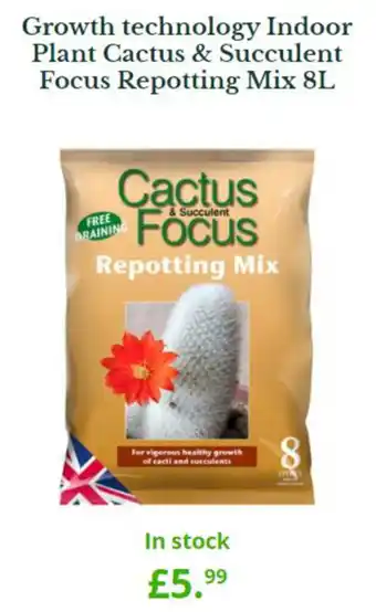 Van Hage Growth technology Indoor Plant Cactus & Succulent Focus Repotting Mix 8L offer