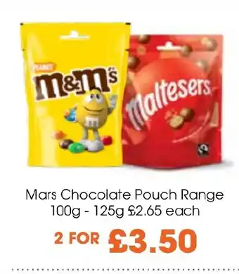 Centra Mars Chocolate Pouch Range 100g offer