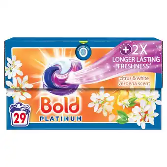 Morrisons Bold All-In-1 Platinum Pods Citrus & White Verbena Washing Capsules offer