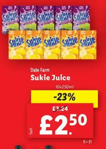 Lidl Dale Farm Sukie Juice offer